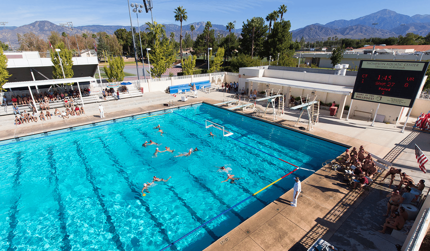 Aerial view of the Redlands Aquatic Center.