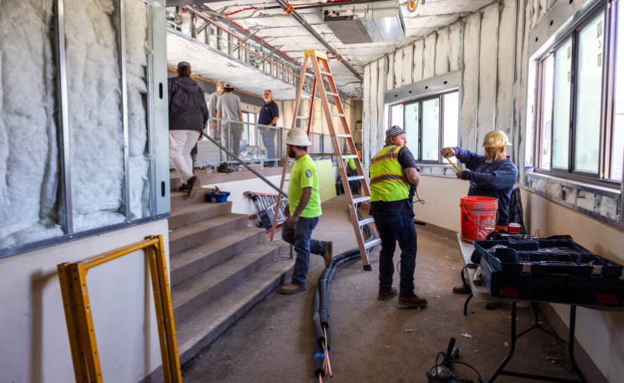 a group of men in a building