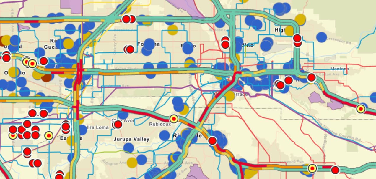 a map with many dots and lines