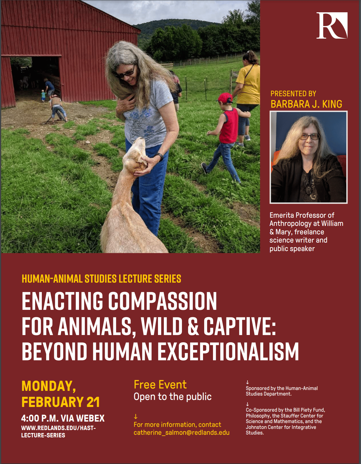 Barbara King - enacting compassion for animals poster