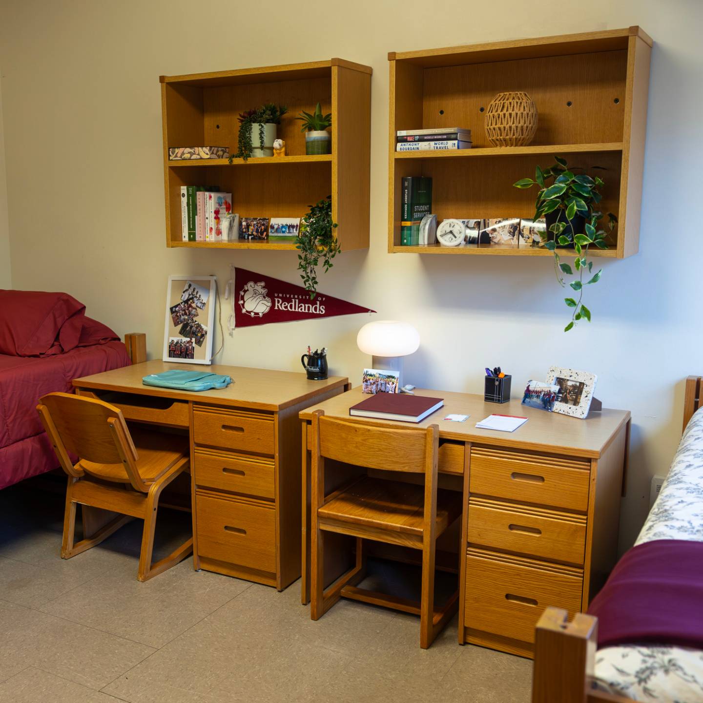 a desk and chair in a room