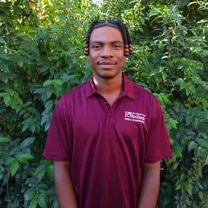 a man in a red shirt