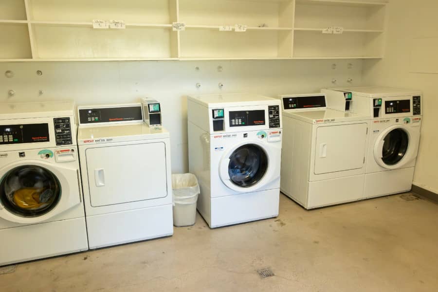 a group of white washing machines