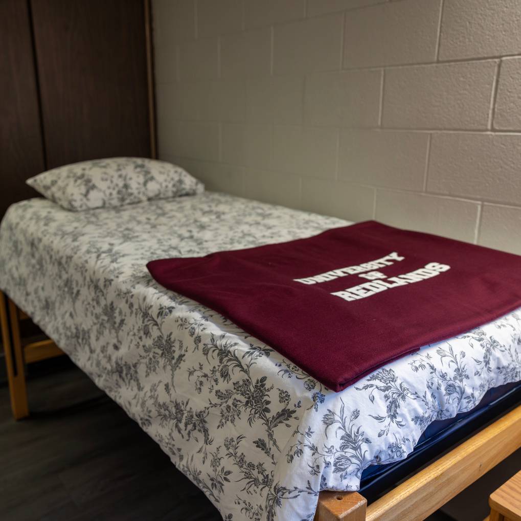 a bed with a pillow and a blanket on it