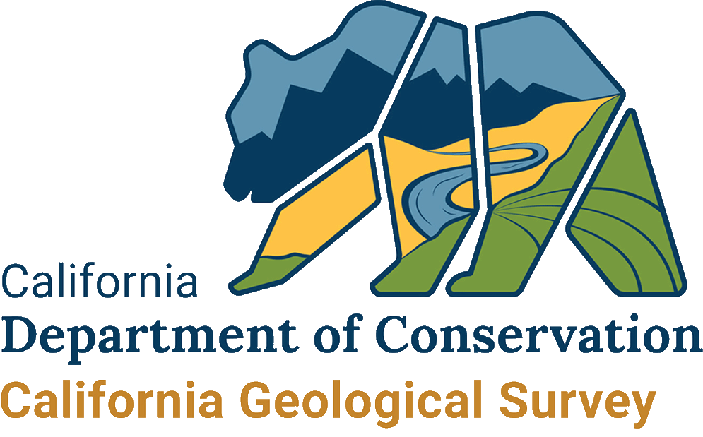 a logo of a bear with mountains and river