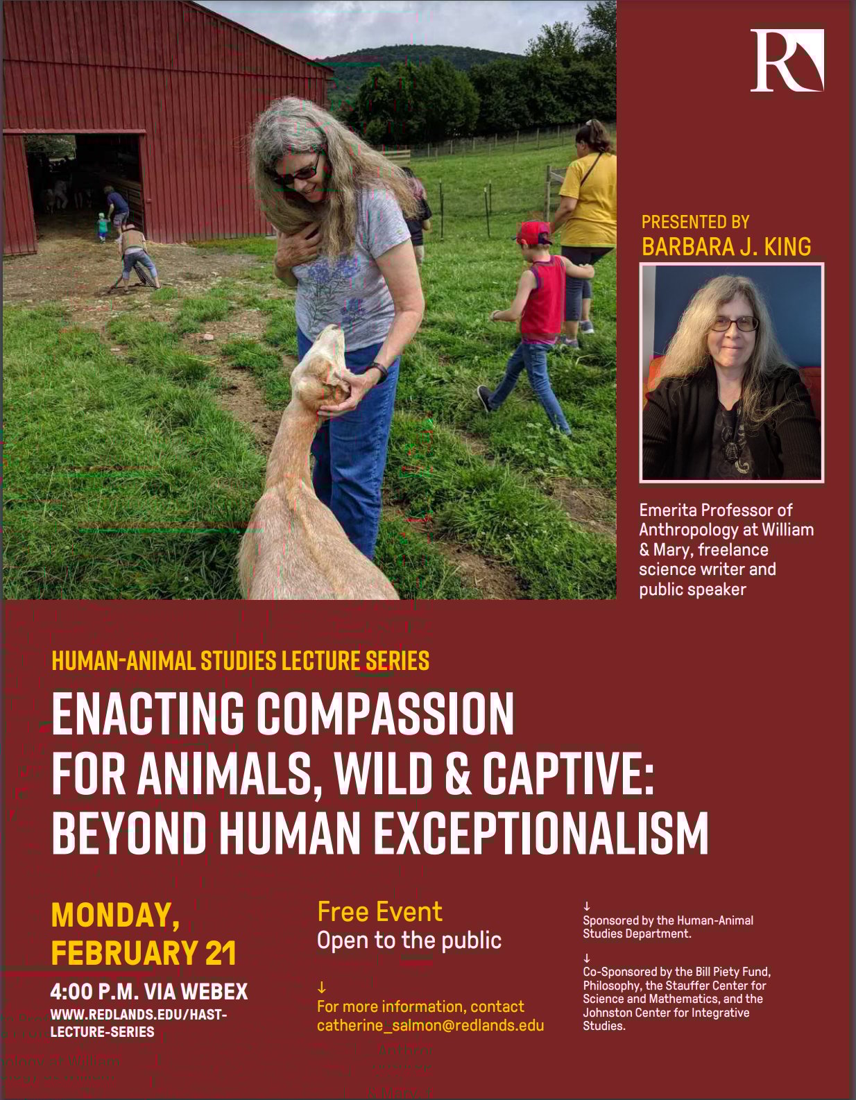 Barbara King - enacting compassion for animals poster